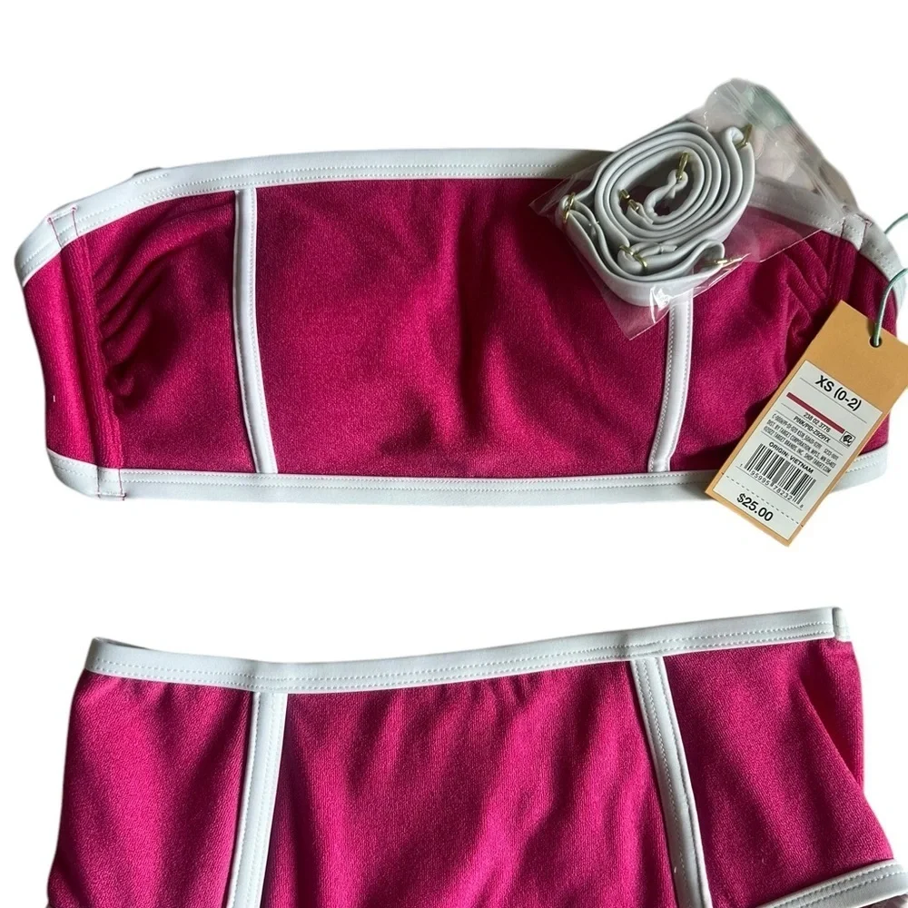 Brand New Kona Sol Two-Piece Bikini Swimsuit - Pink & White - Size XS